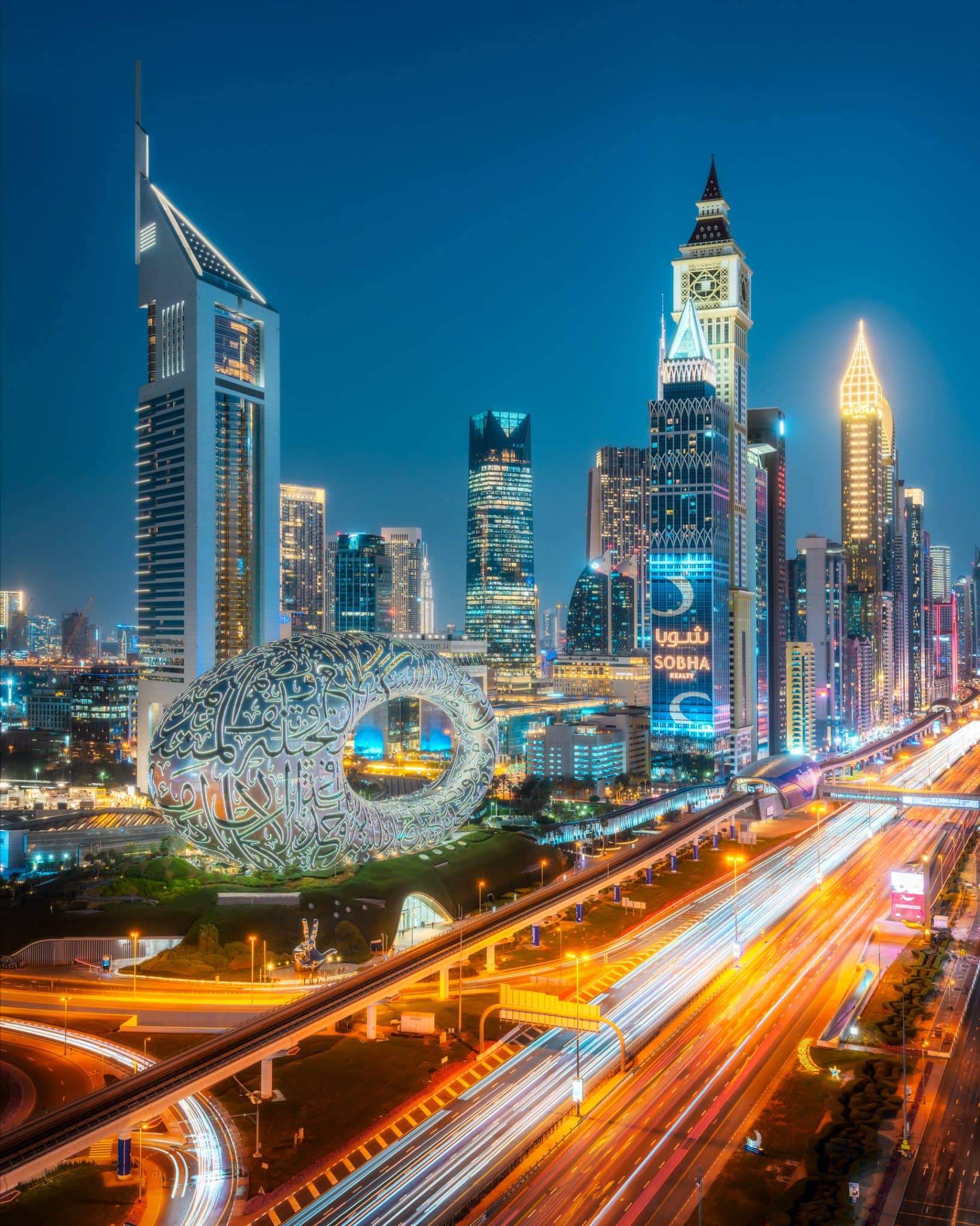 Museum-Of-The-Future-at-Night Lux Limousine Company In Dubai